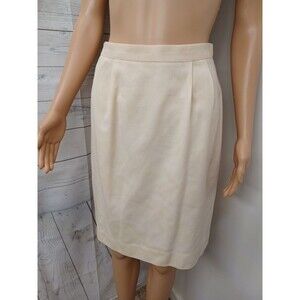 Pencil Skirt Beige Zipper Lined Wool Blend Knee Length Sz 6